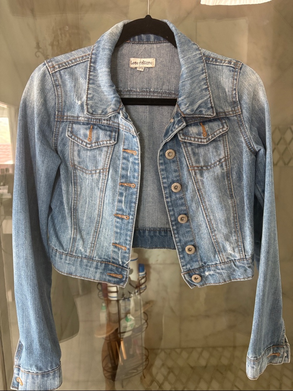 Love Culture Light Blue Cropped Denim Jacket